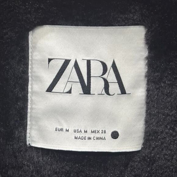 Zara Faux Shearling Moto Belted Gilet Vest Black Size M NWT Blogger Favorite - Picture 8 of 9